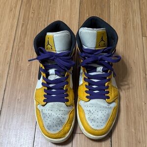 Yellow and White High-Top Sneakers